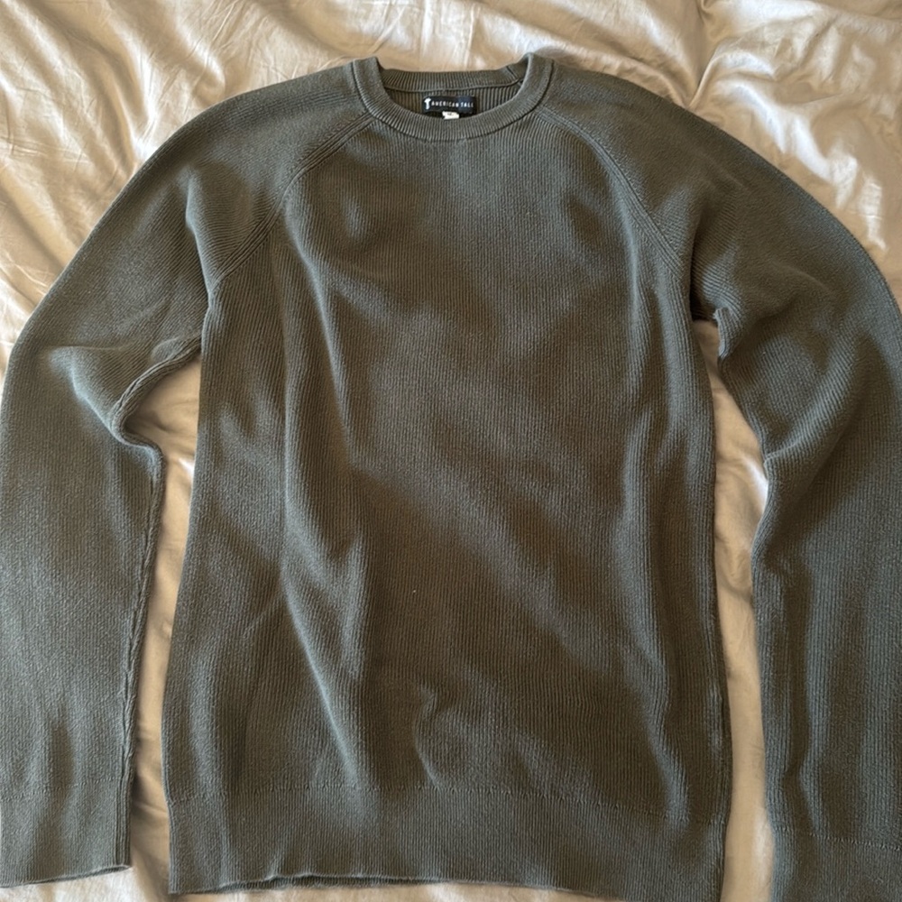 American Tall- Textured Heavy Knit Sweater- size Medium Extra Tall (M XT)- olive